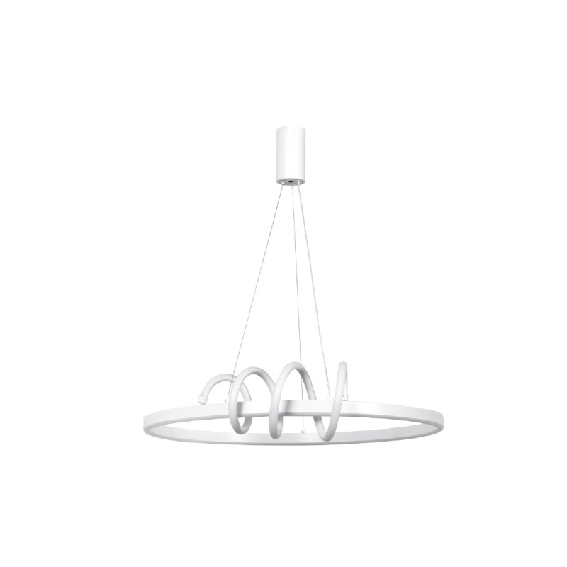 InLight Κρεμαστό φωτιστικό LED 44W 3CCT (by switch on base) σε λευκό χρώμα D:60cm (6076-WH) InLight Κρεμαστό φωτιστικό LED 44W 3CCT (by switch on base) σε λευκό χρώμα D:60cm (6076-WH)