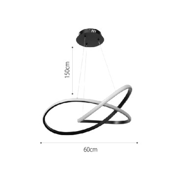 InLight Κρεμαστό φωτιστικό LED 48W 3CCT (by switch on base) σε μαύρο χρώμα D:60cm (6081-BL) InLight Κρεμαστό φωτιστικό LED 48W 3CCT (by switch on base) σε μαύρο χρώμα D:60cm (6081-BL)