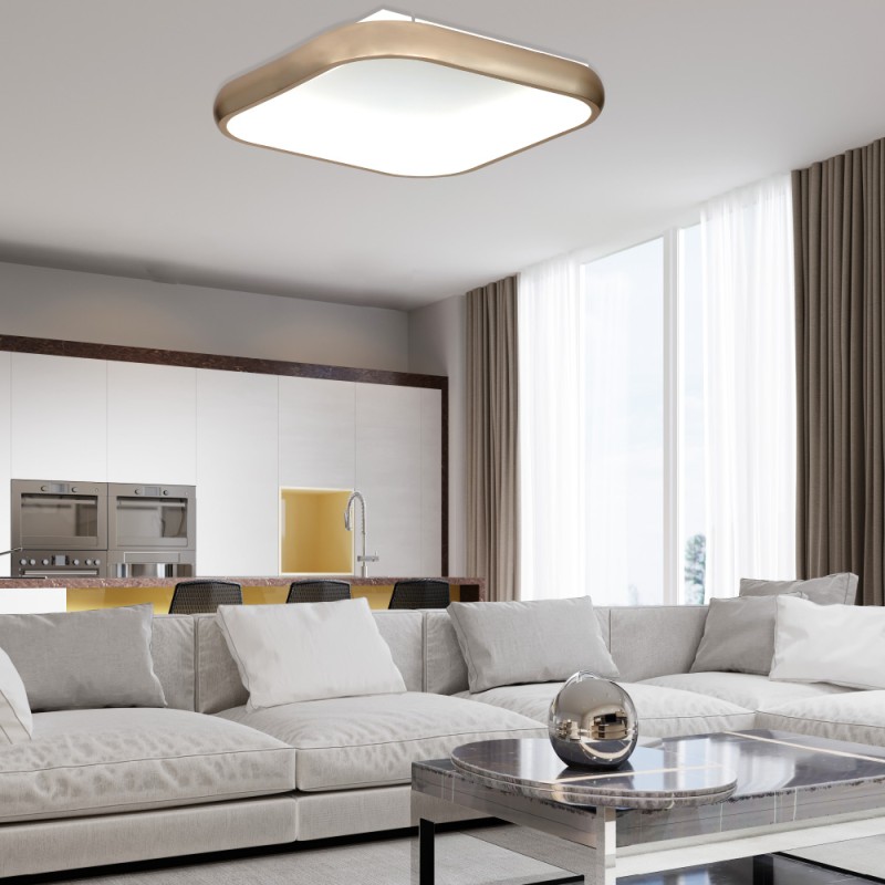 InLight Πλαφονιέρα οροφής LED 40W 3CCT από χρυσαφί μέταλλο και λευκό ακρυλικό D:45cm (42031-Golden) InLight Πλαφονιέρα οροφής LED 40W 3CCT από χρυσαφί μέταλλο και λευκό ακρυλικό D:45cm (42031-Golden)