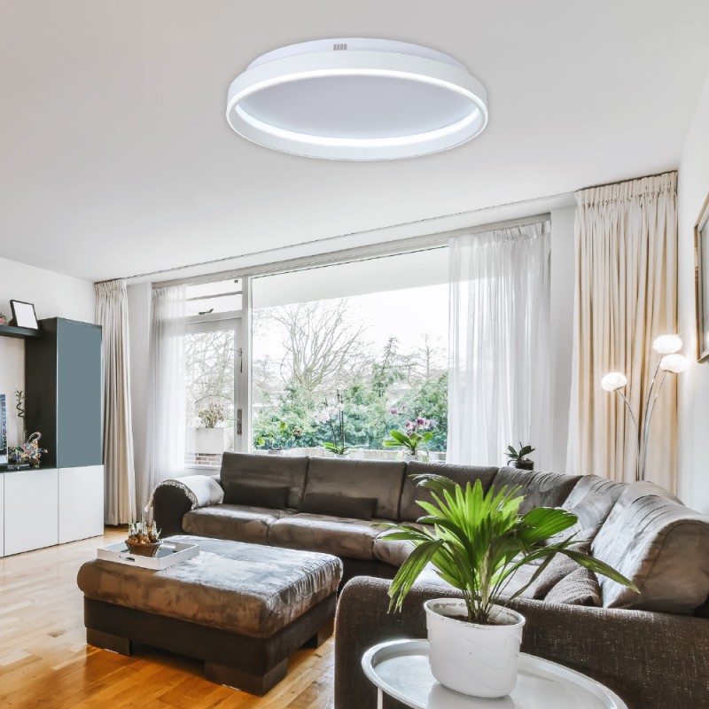 InLight Πλαφονιέρα οροφής LED 65W 3CCT από λευκό μέταλλο και ακρυλικό D:50cm (42032-White) InLight Πλαφονιέρα οροφής LED 65W 3CCT από λευκό μέταλλο και ακρυλικό D:50cm (42032-White)