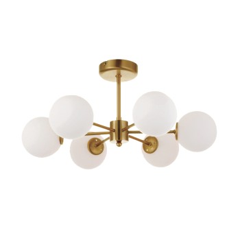 InLight Κρεμαστό φωτιστικό από χρυσό ματ μέταλλο και λευκή οπαλίνα 6XG9 D:55cm (5015-6) InLight Κρεμαστό φωτιστικό από χρυσό ματ μέταλλο και λευκή οπαλίνα 6XG9 D:55cm (5015-6)