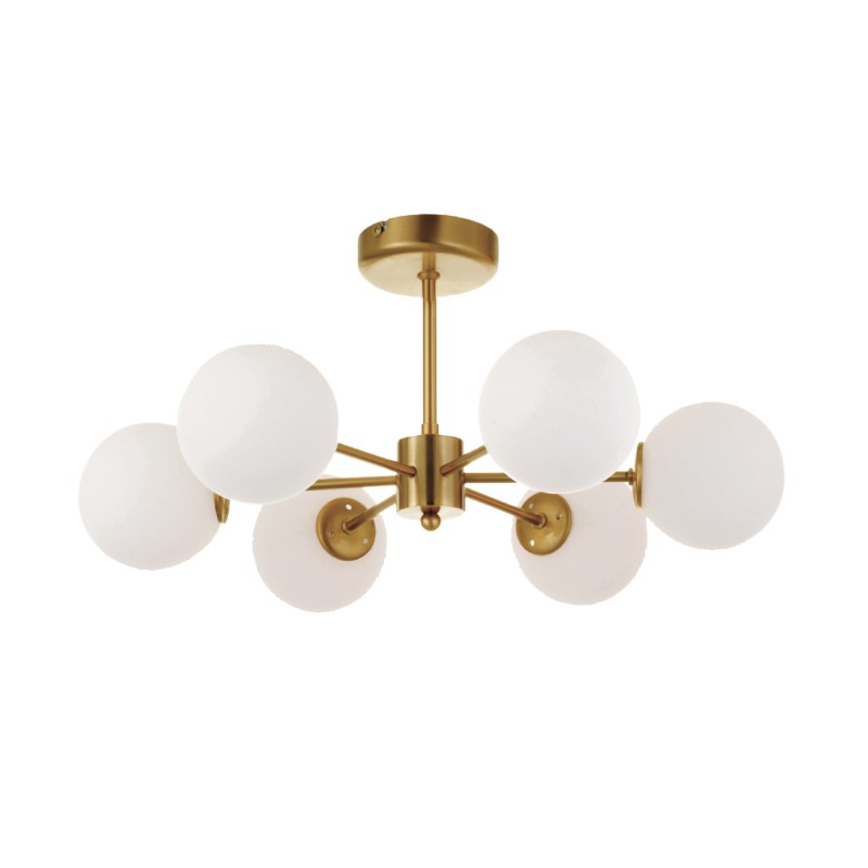 InLight Κρεμαστό φωτιστικό από χρυσό ματ μέταλλο και λευκή οπαλίνα 6XG9 D:55cm (5015-6) InLight Κρεμαστό φωτιστικό από χρυσό ματ μέταλλο και λευκή οπαλίνα 6XG9 D:55cm (5015-6)