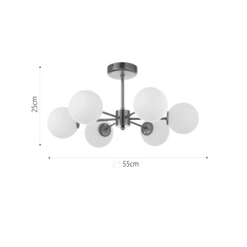 InLight Κρεμαστό φωτιστικό από χρυσό ματ μέταλλο και λευκή οπαλίνα 6XG9 D:55cm (5015-6) InLight Κρεμαστό φωτιστικό από χρυσό ματ μέταλλο και λευκή οπαλίνα 6XG9 D:55cm (5015-6)