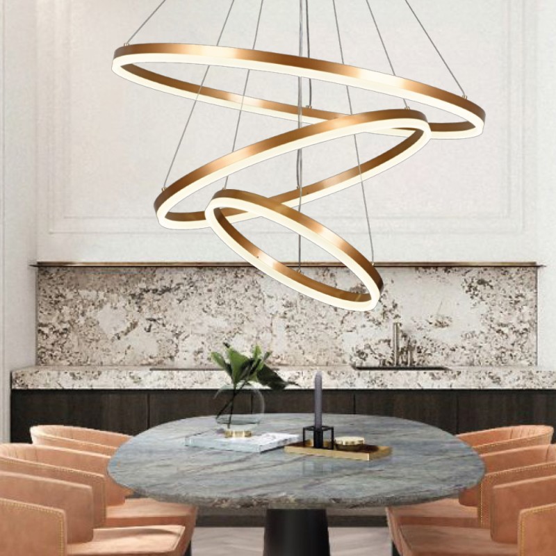Inlight Κρεμαστό φωτιστικό LED 100W 3CCT (by switch on base) D:60cm (6095-A-Golden) Inlight Κρεμαστό φωτιστικό LED 100W 3CCT (by switch on base) D:60cm (6095-A-Golden)