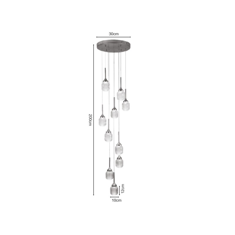 Inlight Κρεμαστό φωτιστικό LED 10*10W από χρυσαφί μέταλλο και ακρυλικό D:30x200cm (4077-10-Golden) Inlight Κρεμαστό φωτιστικό LED 10*10W από χρυσαφί μέταλλο και ακρυλικό D:30x200cm (4077-10-Golden)