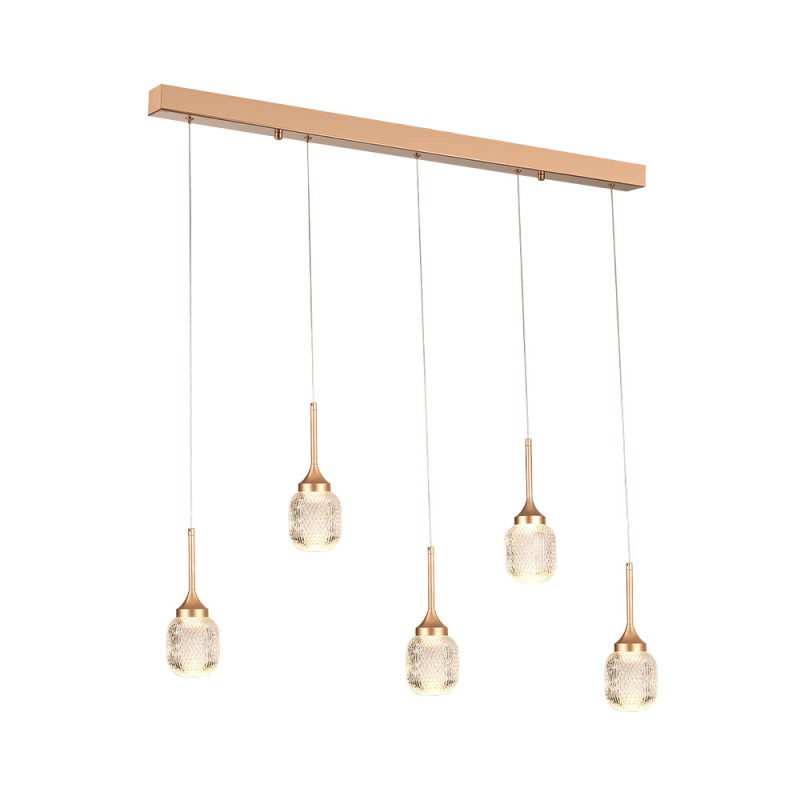 Inlight Κρεμαστό φωτιστικό LED 5*10W από χρυσαφί μέταλλο και ακρυλικό D:60x200cm (4077R-5-Golden) Inlight Κρεμαστό φωτιστικό LED 5*10W από χρυσαφί μέταλλο και ακρυλικό D:60x200cm (4077R-5-Golden)