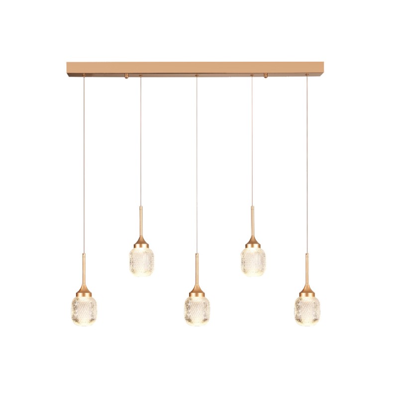 Inlight Κρεμαστό φωτιστικό LED 5*10W από χρυσαφί μέταλλο και ακρυλικό D:60x200cm (4077R-5-Golden) Inlight Κρεμαστό φωτιστικό LED 5*10W από χρυσαφί μέταλλο και ακρυλικό D:60x200cm (4077R-5-Golden)