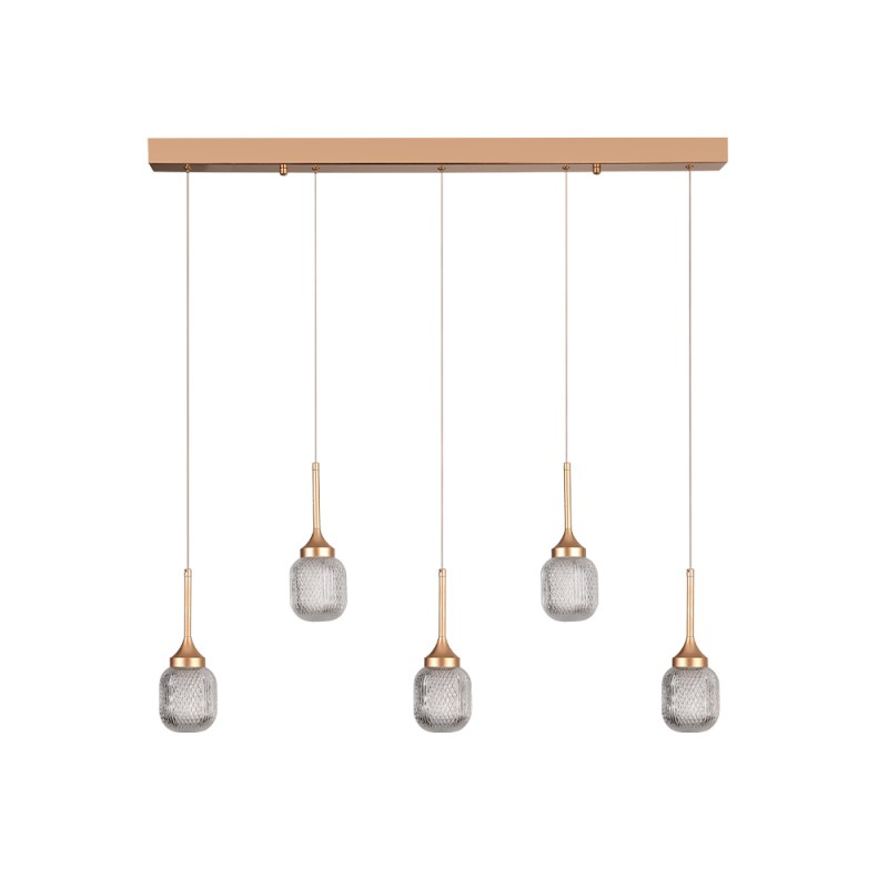 Inlight Κρεμαστό φωτιστικό LED 5*10W από χρυσαφί μέταλλο και ακρυλικό D:60x200cm (4077R-5-Golden) Inlight Κρεμαστό φωτιστικό LED 5*10W από χρυσαφί μέταλλο και ακρυλικό D:60x200cm (4077R-5-Golden)