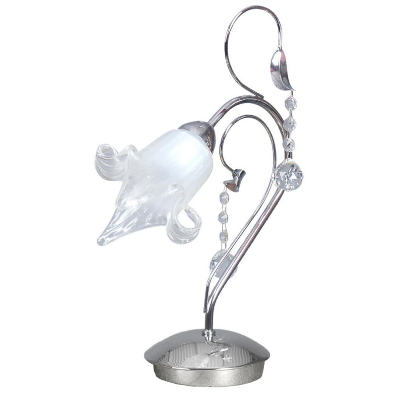 InLight Επιτραπέζιο φωτιστικό από χρώμιο μέταλλο κρύσταλλα και λευκό γυαλί 1XE14 D:30cm (3427-CH) InLight Επιτραπέζιο φωτιστικό από χρώμιο μέταλλο κρύσταλλα και λευκό γυαλί 1XE14 D:30cm (3427-CH)