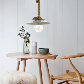 InLight Κρεμαστό φωτιστικό από καφέ σχοινί και λευκό μέταλλο 1XE27 D:36cm (4382-WH) InLight Κρεμαστό φωτιστικό από καφέ σχοινί και λευκό μέταλλο 1XE27 D:36cm (4382-WH)