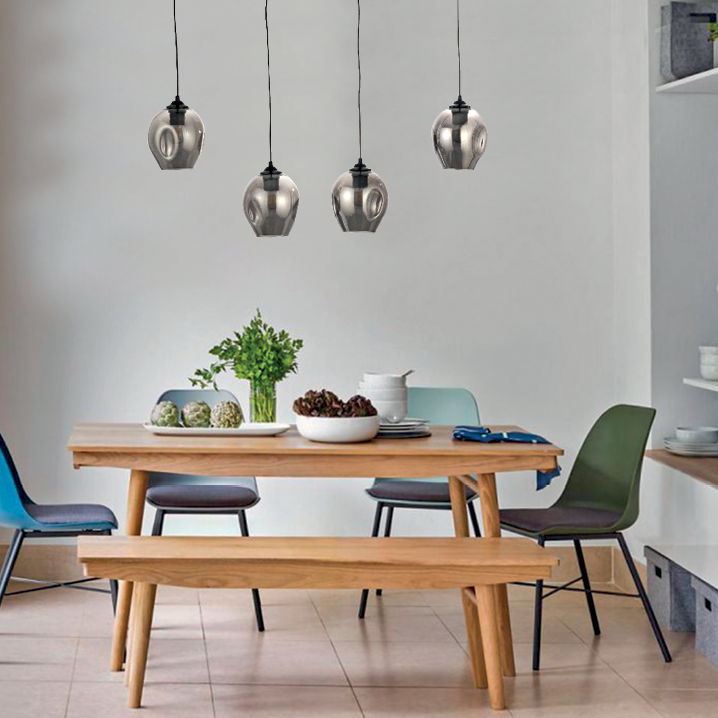 InLight Κρεμαστό φωτιστικό από μαύρο μέταλλο και φιμέ γυαλί 1XE27 D:16cm (4474-BL) InLight Κρεμαστό φωτιστικό από μαύρο μέταλλο και φιμέ γυαλί 1XE27 D:16cm (4474-BL)