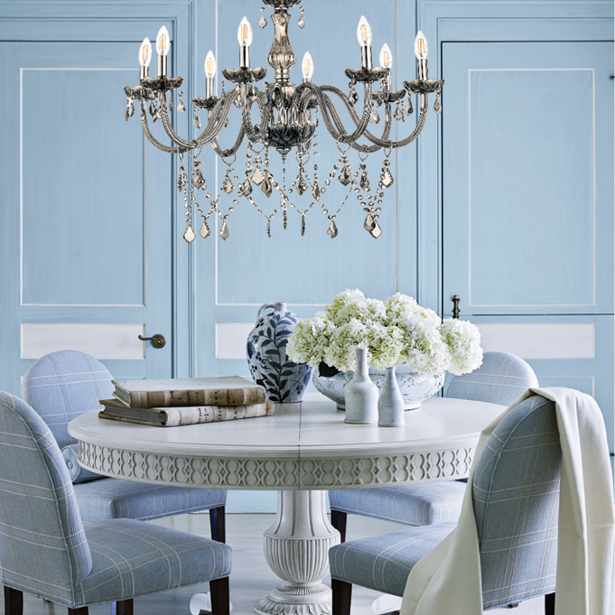 InLight Κρεμαστό φωτιστικό από φιμέ γυαλί και κρύσταλλα 8XE14 D:75cm (5314-8-FIME) InLight Κρεμαστό φωτιστικό από φιμέ γυαλί και κρύσταλλα 8XE14 D:75cm (5314-8-FIME)