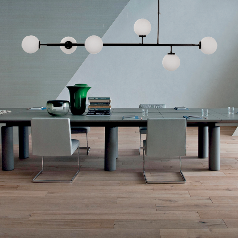 InLight Κρεμαστό φωτιστικό από μαύρο μέταλλο και λευκή οπαλίνα 6XG9 D:130cm (6170-6-BL) InLight Κρεμαστό φωτιστικό από μαύρο μέταλλο και λευκή οπαλίνα 6XG9 D:130cm (6170-6-BL)