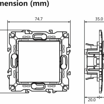 Aca Prime Χωνευτός Διακόπτης Τοίχου για Έλεγχο Φωτισμού χωρίς Πλαίσιο και Ένα Πλήκτρο Μεσαίος Aller Retour Καφέ