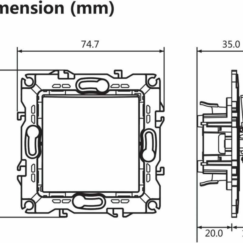 Aca Prime Χωνευτός Διακόπτης Τοίχου για Έλεγχο Φωτισμού χωρίς Πλαίσιο και Ένα Πλήκτρο Μεσαίος Aller Retour Λευκός