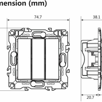 Aca Prime Χωνευτός Διακόπτης Τοίχου για Έλεγχο Φωτισμού χωρίς Πλαίσιο και Τρία Πλήκτρα Καφέ
