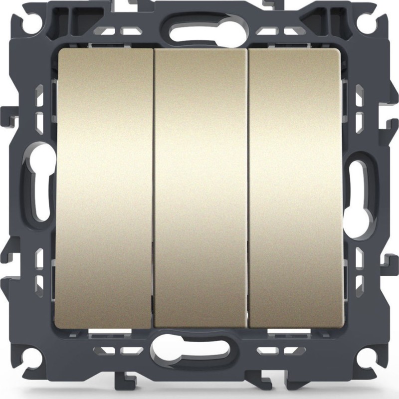 Aca Prime Χωνευτός Διακόπτης Τοίχου για Έλεγχο Φωτισμού χωρίς Πλαίσιο και Τρία Πλήκτρα Σαμπανιζέ Aca Prime Χωνευτός Διακόπτης Τοίχου για Έλεγχο Φωτισμού χωρίς Πλαίσιο και Τρία Πλήκτρα Σαμπανιζέ