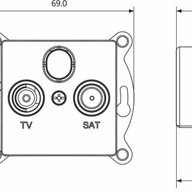 Aca Prime Πρίζα Κεραίας Τηλεόρασης και Δορυφορικής Διελεύσεως σε Matte Aluminium χρώμα 1000114303